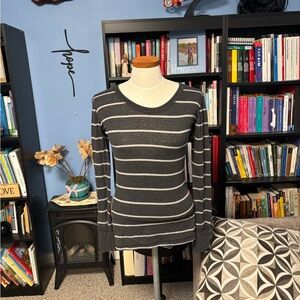 Rue21 Charcoal and White Striped Tee
